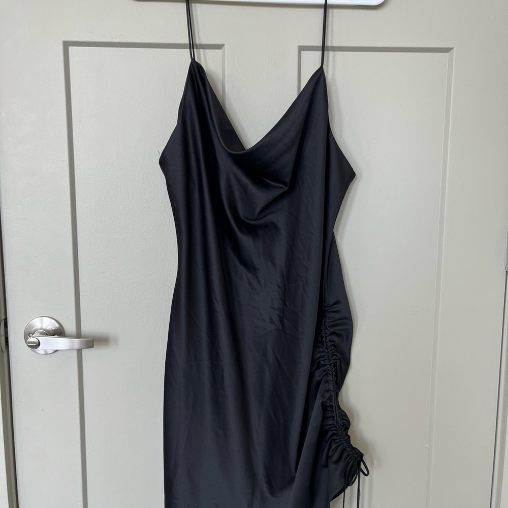Topshop Black Backless Dress with Ruched Detail